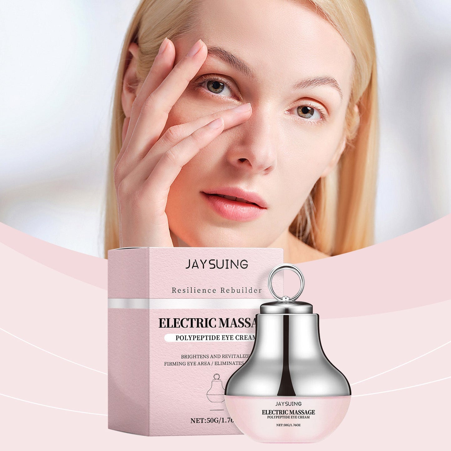 Light Eye Massage Creamwith Caffeine & Hyaluronic Acid for Dark Circles Firming Fine Lines Hydrating Moisturizing Radiant Skin Care with Red Light Micro-Vibration Head
