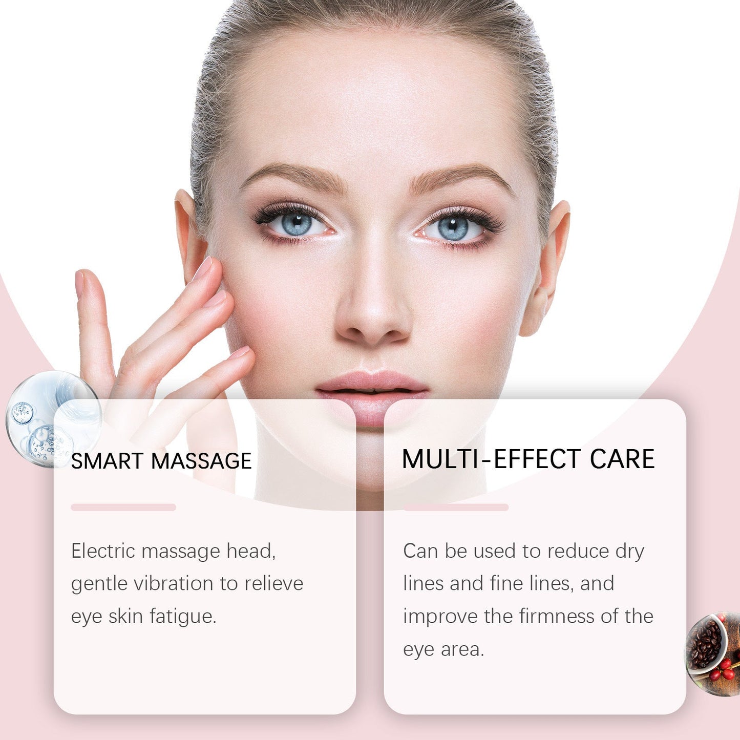 Light Eye Massage Creamwith Caffeine & Hyaluronic Acid for Dark Circles Firming Fine Lines Hydrating Moisturizing Radiant Skin Care with Red Light Micro-Vibration Head