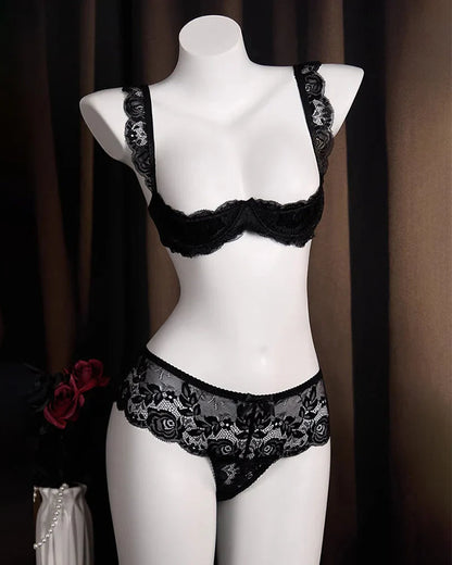Sultry Lace open crotch no-take-off lingerie