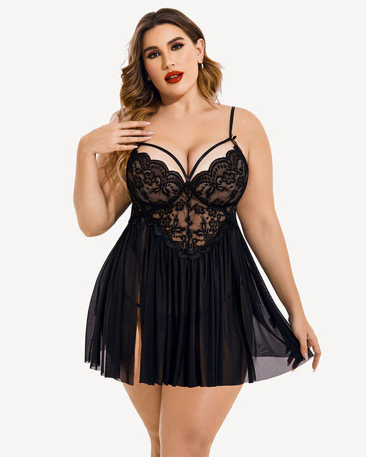 Sexy Plus Size V-Neck Babydoll with Side Slits