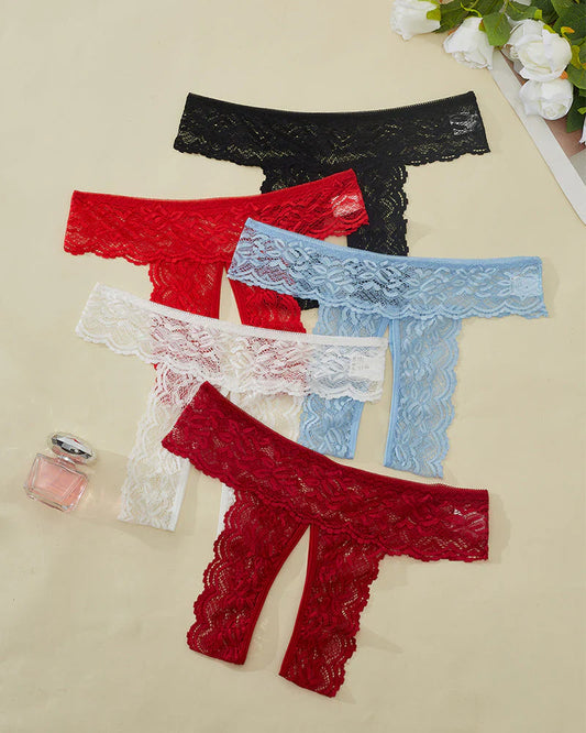 Seductive 5-Piece Crotchless Lingerie Set for Women