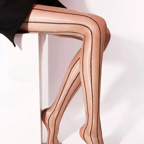 Sultry Oiled Stockings with Vertical Lines