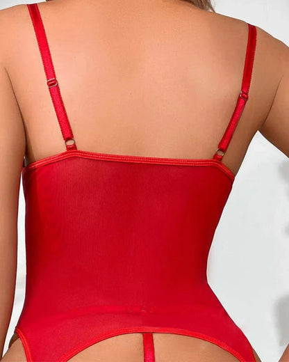 Sexy Garter Lace Mini Bodysuit