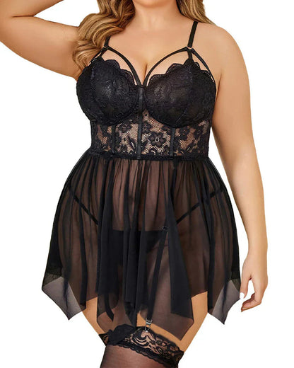 Exotic Plus Size Lace Babydoll Nightgown