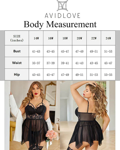 Exotic Plus Size Lace Babydoll Nightgown