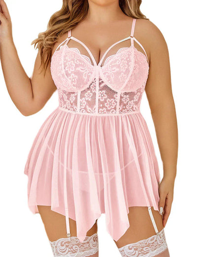 Exotic Plus Size Lace Babydoll Nightgown